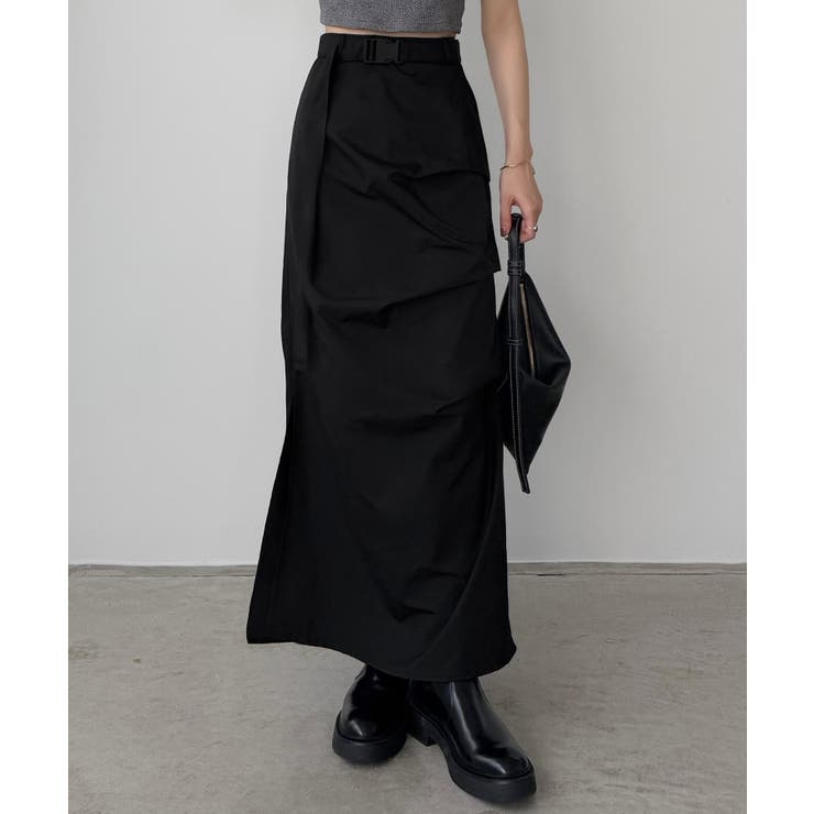 callautia ベルト付きサイドタックデザインスカート | JUNOAH | 詳細画像2 