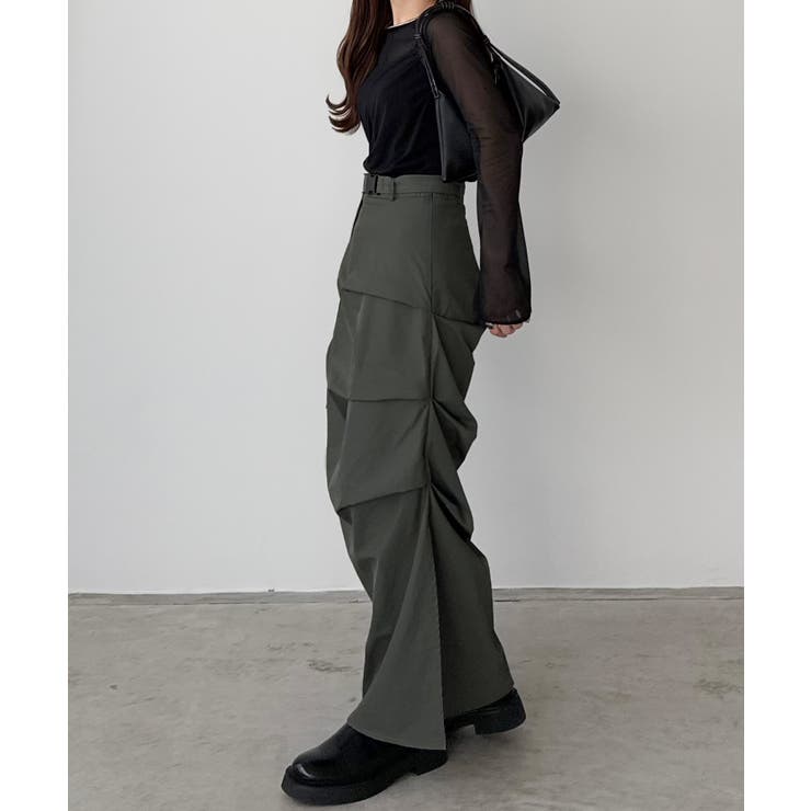 callautia ベルト付きサイドタックデザインスカート | JUNOAH | 詳細画像7 