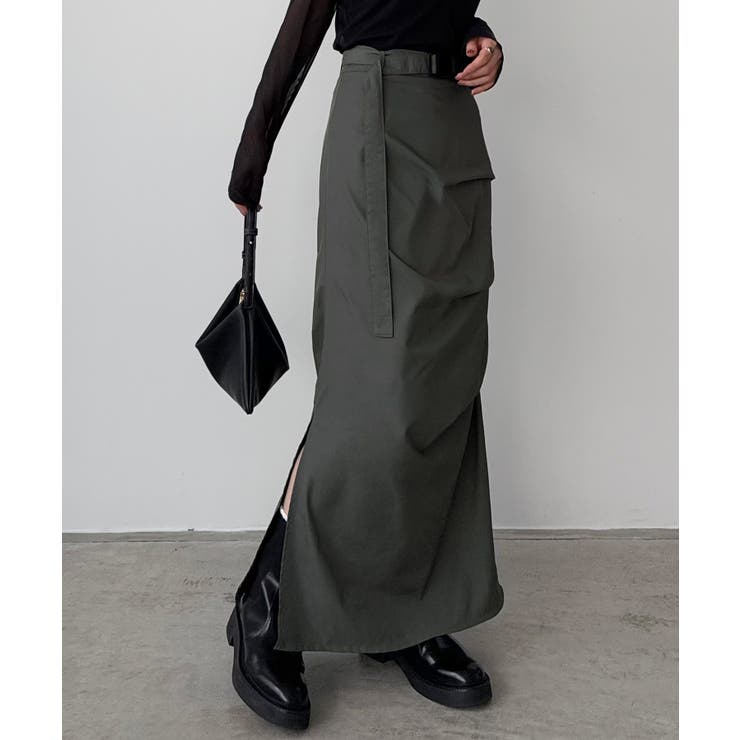 callautia ベルト付きサイドタックデザインスカート | JUNOAH | 詳細画像8 