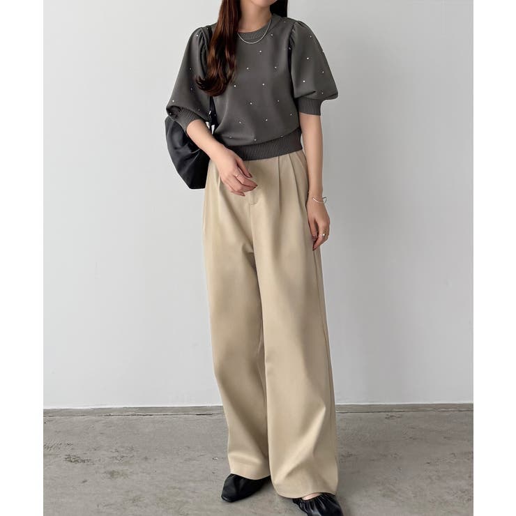 callautia パフスリーブラインストーンニット | JUNOAH | 詳細画像13 