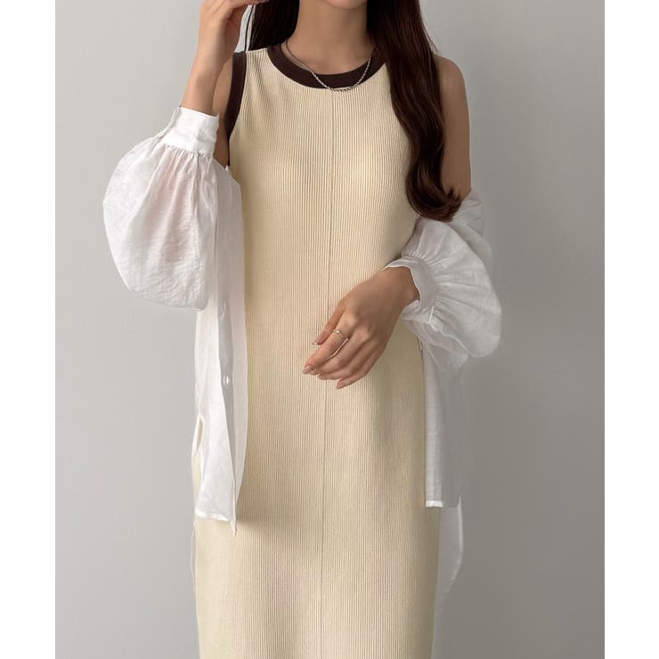 callautia メランジ配色ニットタンクワンピース | JUNOAH | 詳細画像6 