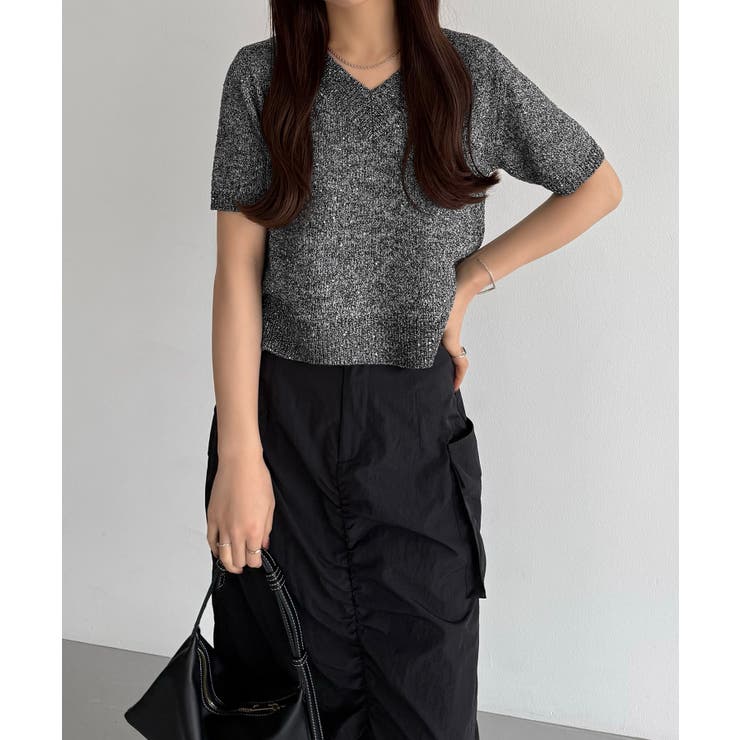 SLOANE 半袖ニット　ブラック　短丈 ミモレ別注】スローン 半袖黒ニット【数量限定】 | mi-mollet STORE