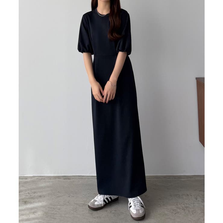 callautia パフスリーブバックリボンカットソーワンピース[品番