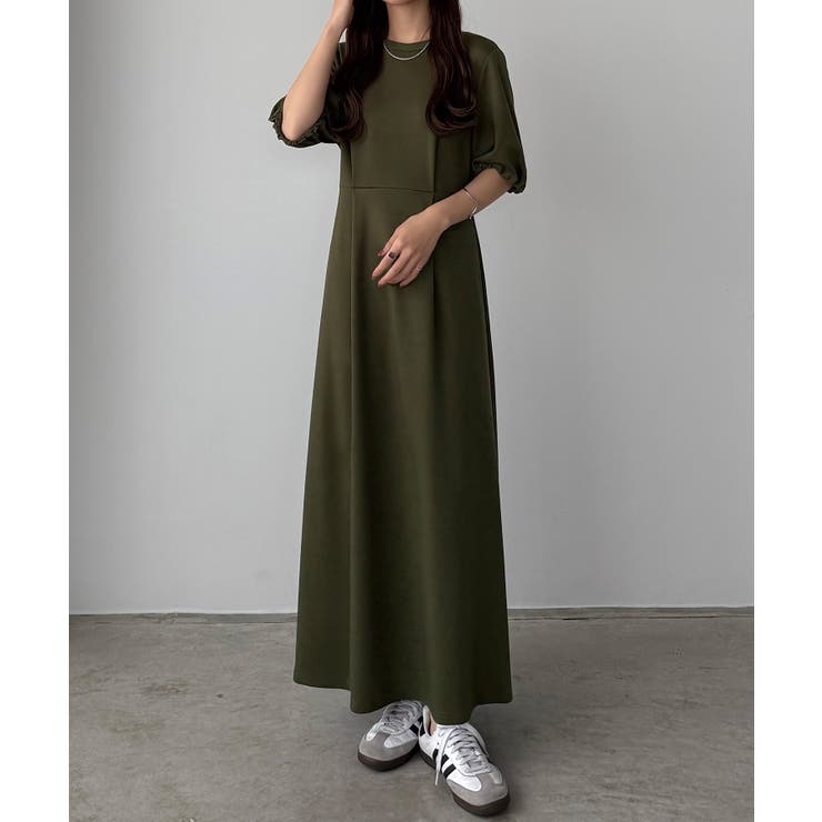 callautia パフスリーブバックリボンカットソーワンピース[品番