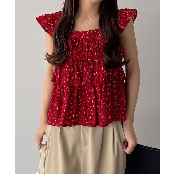 callautia 花柄ノースリーブフリルトップス | JUNOAH | 詳細画像13 