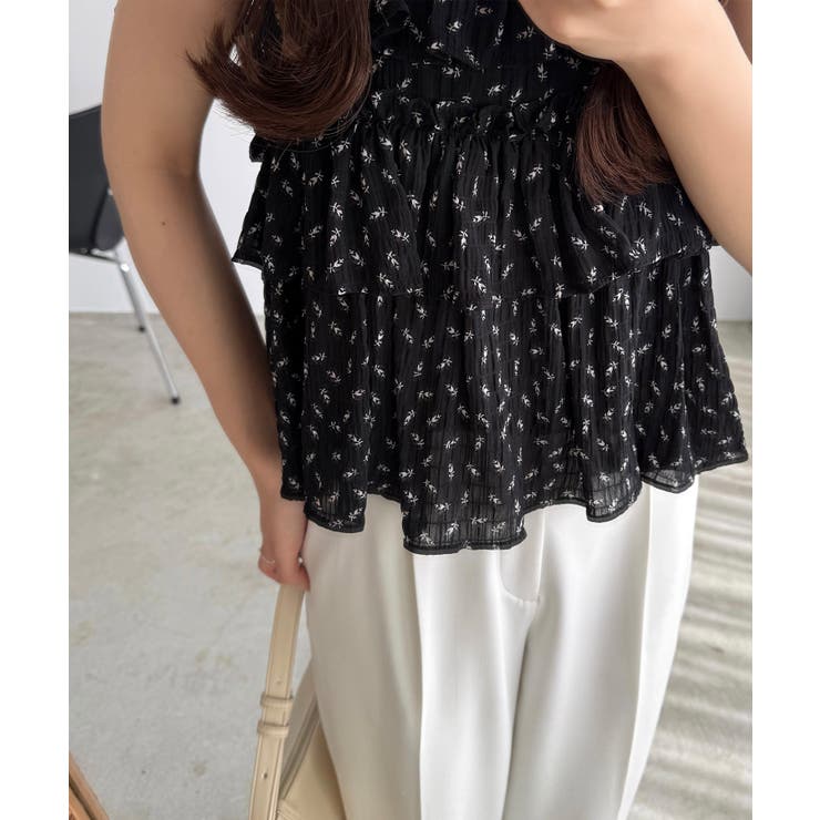 callautia 花柄ノースリーブフリルトップス | JUNOAH | 詳細画像3 