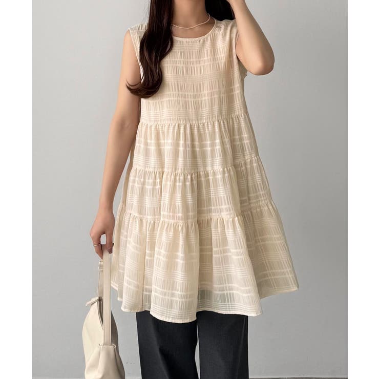 callautia シアーチェックティアードチュニック | JUNOAH | 詳細画像11 