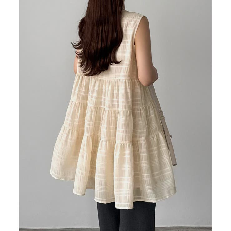 callautia シアーチェックティアードチュニック | JUNOAH | 詳細画像13 