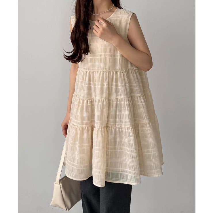 callautia シアーチェックティアードチュニック | JUNOAH | 詳細画像14 