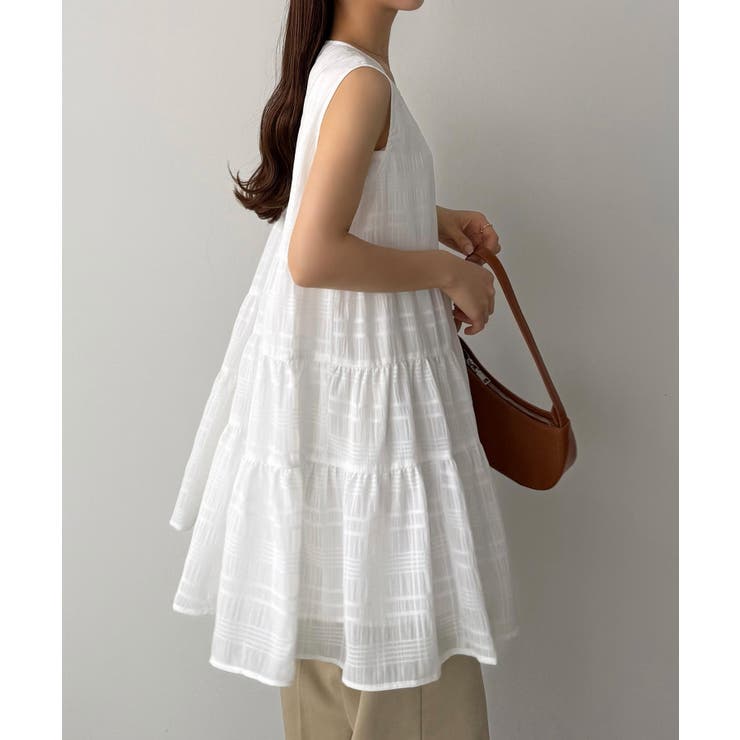 callautia シアーチェックティアードチュニック | JUNOAH | 詳細画像2 