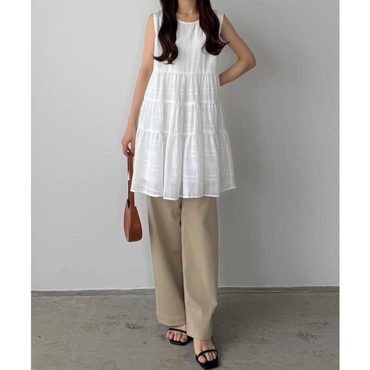 callautia シアーチェックティアードチュニック | JUNOAH | 詳細画像3 