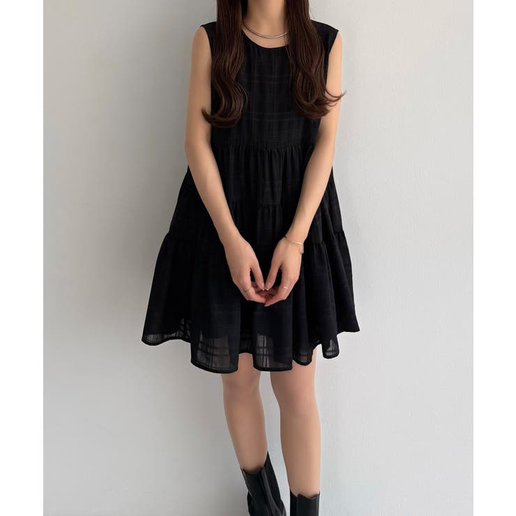 callautia シアーチェックティアードチュニック | JUNOAH | 詳細画像6 