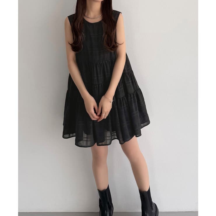 callautia シアーチェックティアードチュニック | JUNOAH | 詳細画像7 