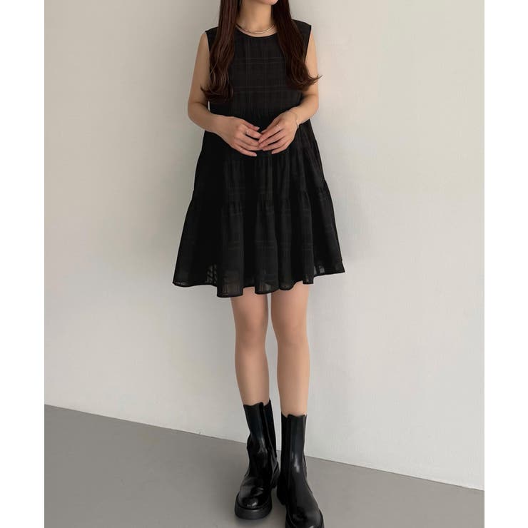 callautia シアーチェックティアードチュニック | JUNOAH | 詳細画像9 