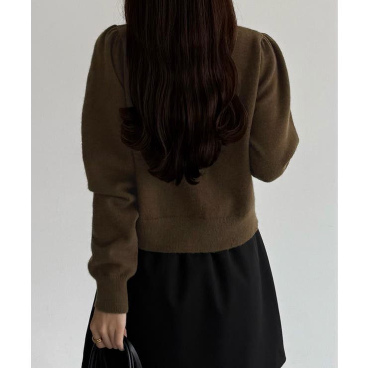 callautia 金ボタンパフスリーブショートニットカーディガン | JUNOAH | 詳細画像22 