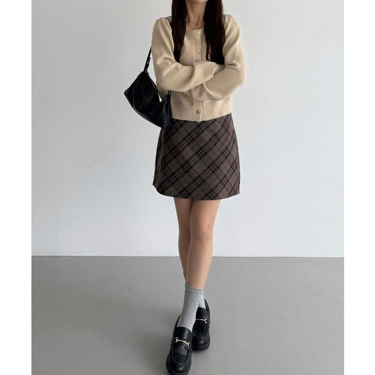 callautia 金ボタンパフスリーブショートニットカーディガン | JUNOAH | 詳細画像27 