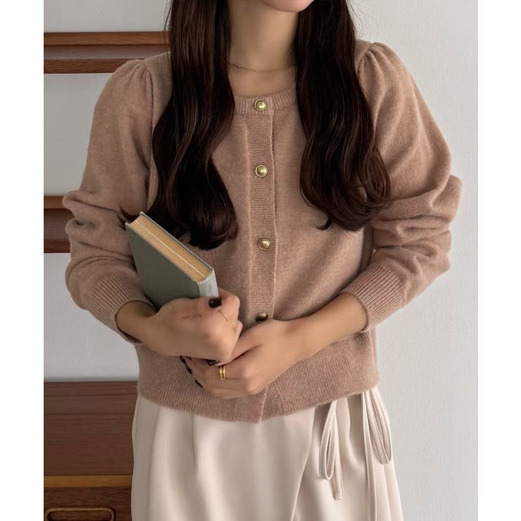 callautia 金ボタンパフスリーブショートニットカーディガン | JUNOAH | 詳細画像28 