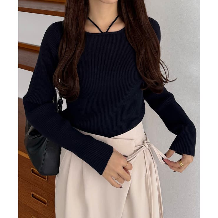 callautia ホルターネックリブニット | JUNOAH | 詳細画像15 