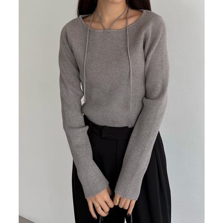 callautia ホルターネックリブニット | JUNOAH | 詳細画像19 