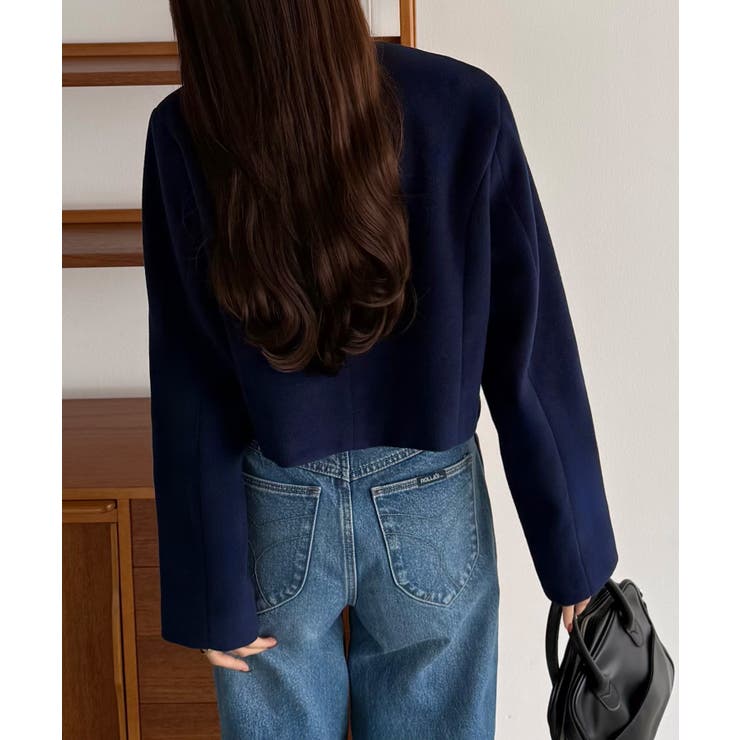 callautia ウールライクゴールドボタンノーカラージャケット | JUNOAH | 詳細画像21 