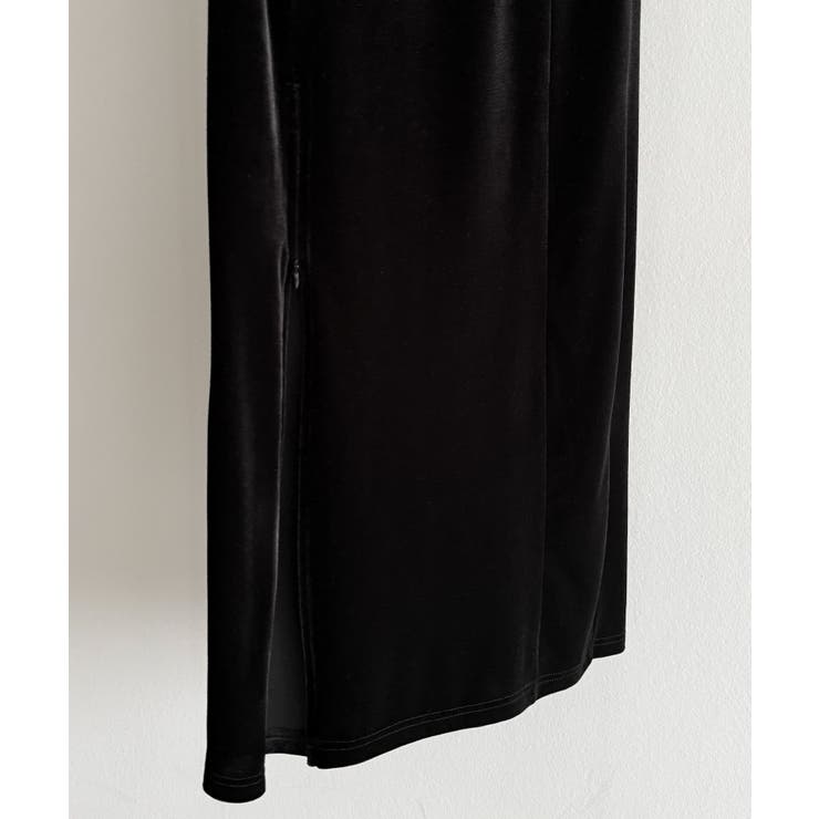 callautia ファスナースリットIラインべロアスカート（薄手、裏地なし） | JUNOAH | 詳細画像14 