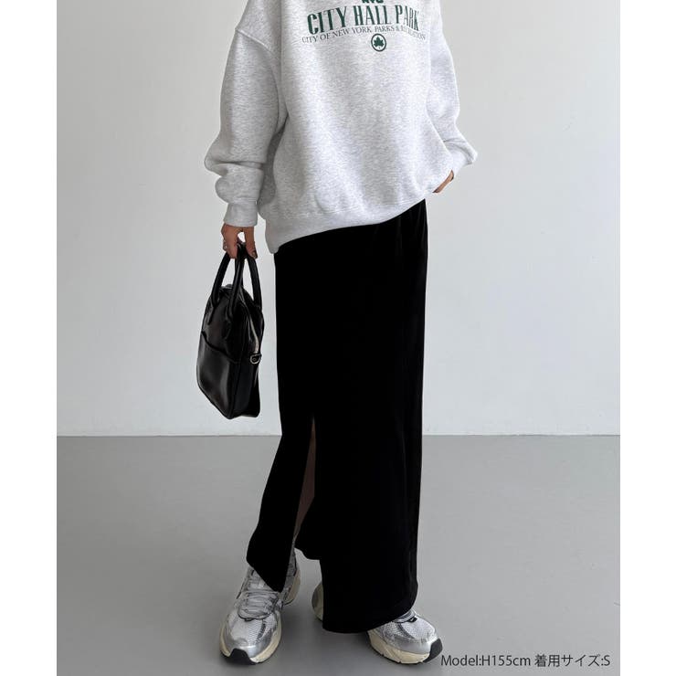 callautia ファスナースリットIラインべロアスカート（薄手、裏地なし） | JUNOAH | 詳細画像2 