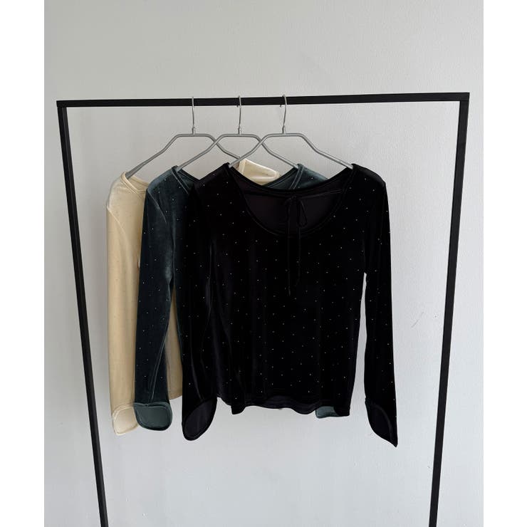 callautia バックオープンストーンベロアカットソー | JUNOAH | 詳細画像13 