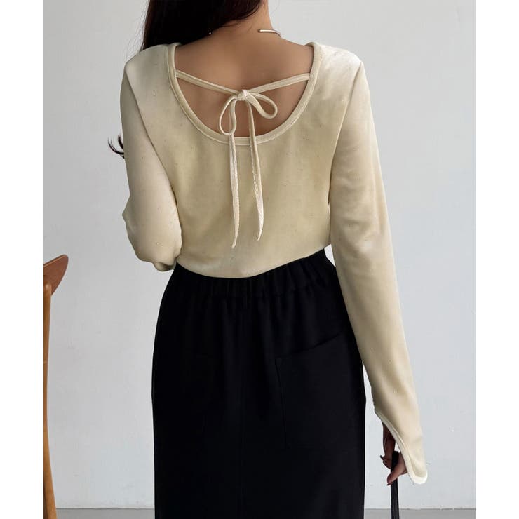 callautia バックオープンストーンベロアカットソー | JUNOAH | 詳細画像6 