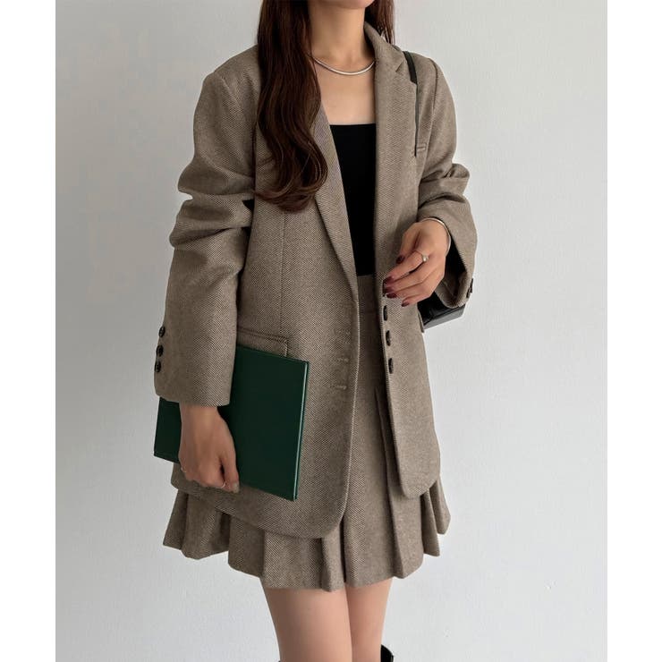 callautia ローウエストヘリンボーンプリーツミニスカート（インパン付き） | JUNOAH | 詳細画像13 