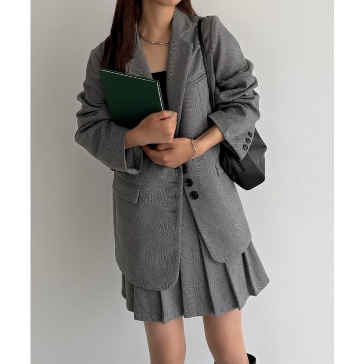 callautia ローウエストヘリンボーンプリーツミニスカート（インパン付き） | JUNOAH | 詳細画像6 