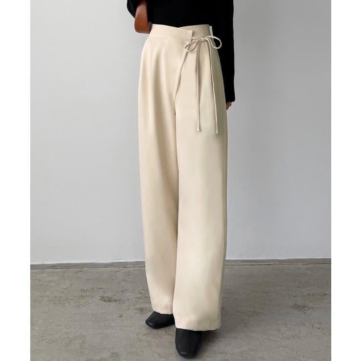 callautia 薄手ラップリボンスラックスパンツ（裏地無し）[品番