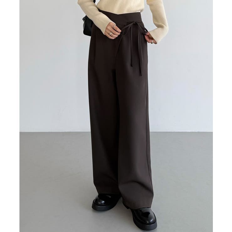 callautia 薄手ラップリボンスラックスパンツ（裏地無し） | JUNOAH | 詳細画像15 