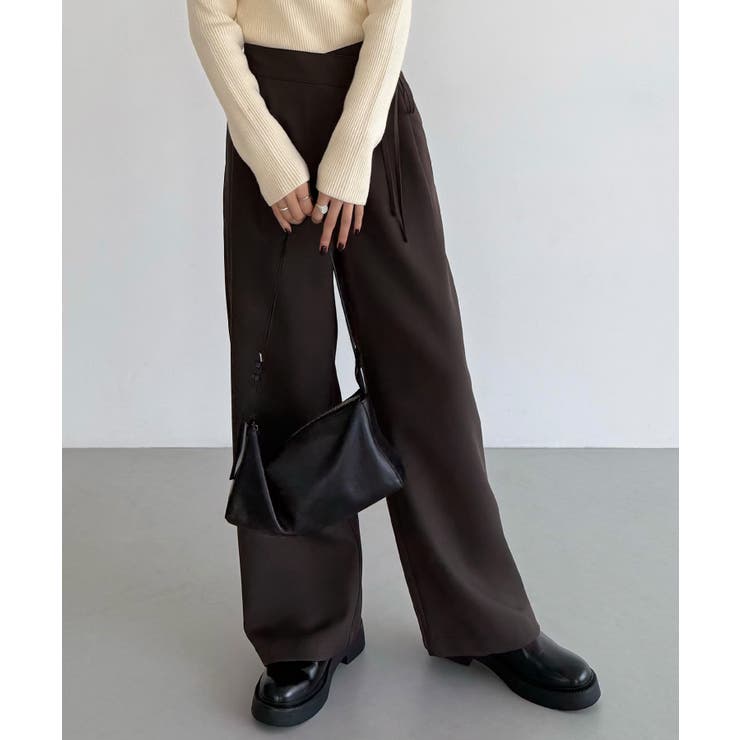 callautia 薄手ラップリボンスラックスパンツ（裏地無し） | JUNOAH | 詳細画像2 