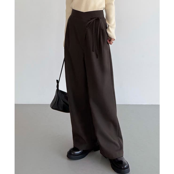 callautia 薄手ラップリボンスラックスパンツ（裏地無し） | JUNOAH | 詳細画像17 