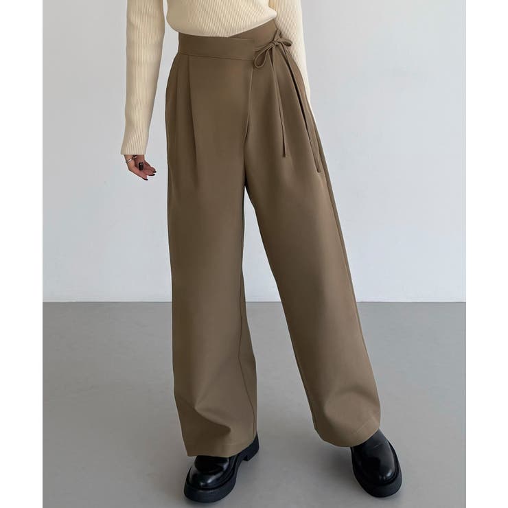 callautia 薄手ラップリボンスラックスパンツ（裏地無し） | JUNOAH | 詳細画像6 