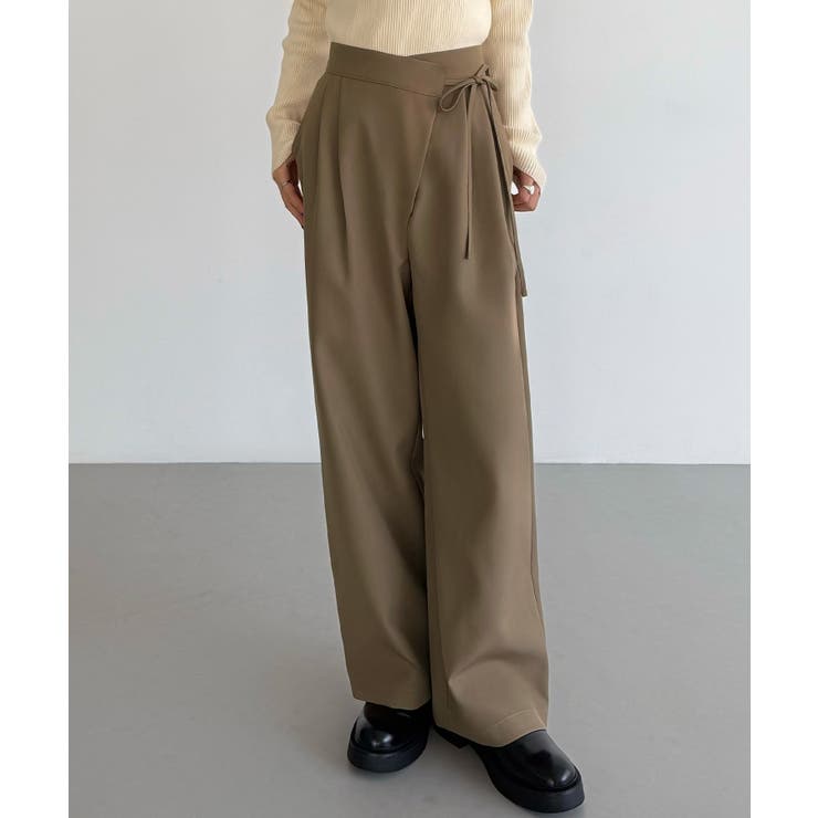 callautia 薄手ラップリボンスラックスパンツ（裏地無し）[品番