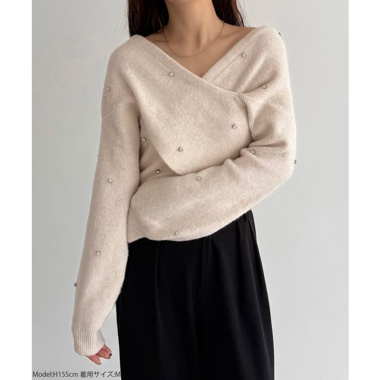 callautia オフショルビジュークロスニット | JUNOAH | 詳細画像2 