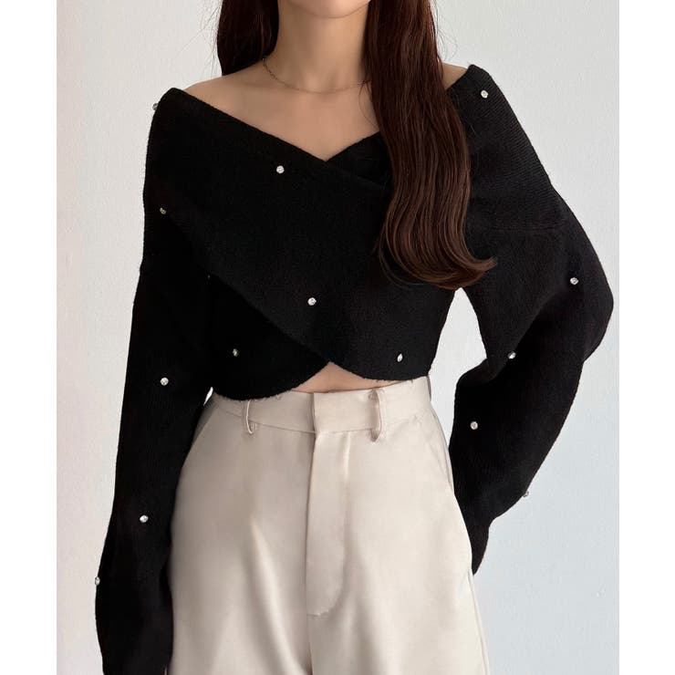 callautia オフショルビジュークロスニット | JUNOAH | 詳細画像5 