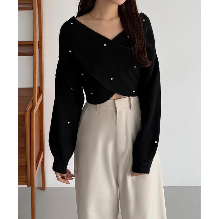 callautia オフショルビジュークロスニット | JUNOAH | 詳細画像7 