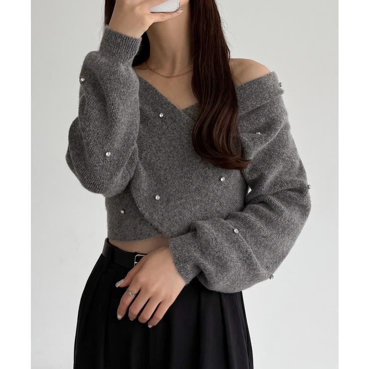 callautia オフショルビジュークロスニット | JUNOAH | 詳細画像8 