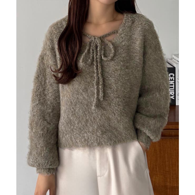 callautia 前後２wayリボンシャギーニット | JUNOAH | 詳細画像10 