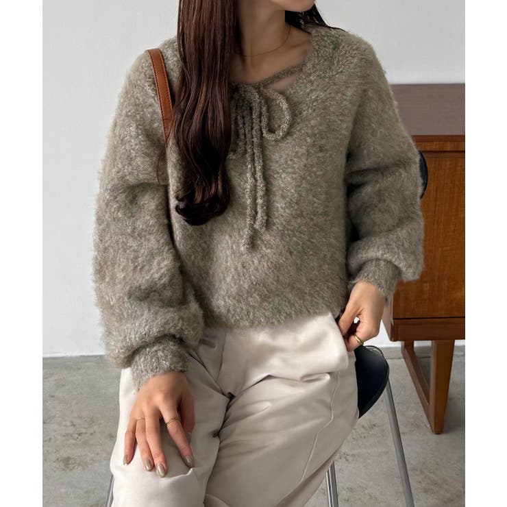 callautia 前後２wayリボンシャギーニット | JUNOAH | 詳細画像11 