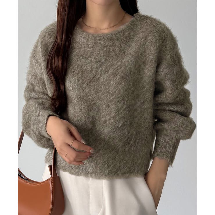 グレージュ | callautia 前後２wayリボンシャギーニット | JUNOAH