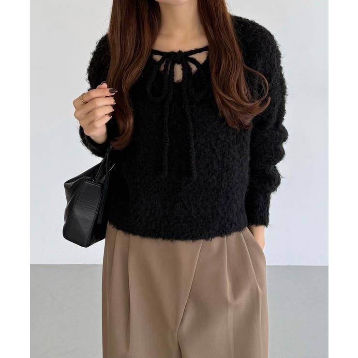 callautia 前後２wayリボンシャギーニット | JUNOAH | 詳細画像21 