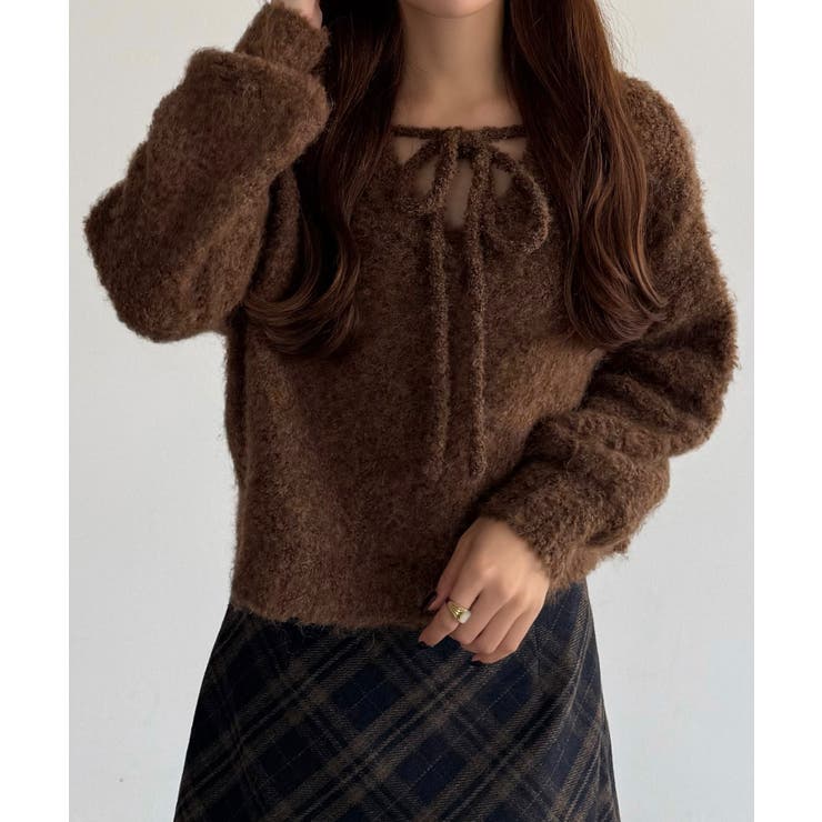 callautia 前後２wayリボンシャギーニット | JUNOAH | 詳細画像24 