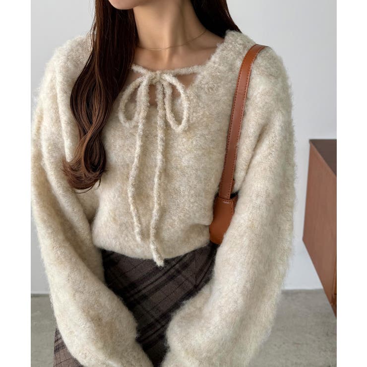 callautia 前後２wayリボンシャギーニット | JUNOAH | 詳細画像5 