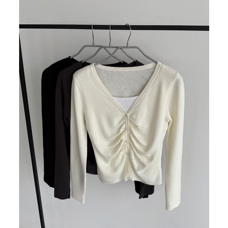 callautia レイヤード風ギャザーニットトップス  | JUNOAH | 詳細画像10 