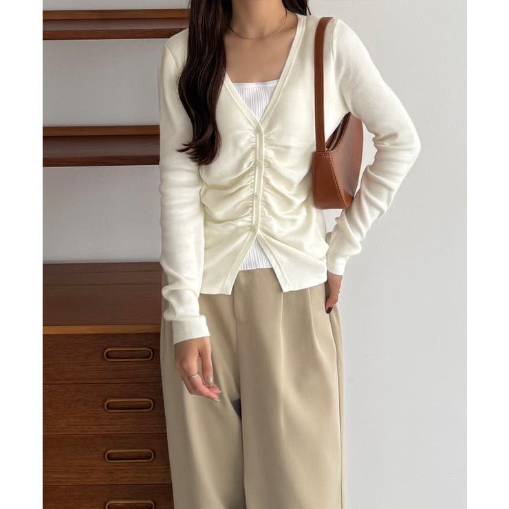 callautia レイヤード風ギャザーニットトップス  | JUNOAH | 詳細画像6 