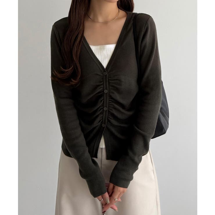 callautia レイヤード風ギャザーニットトップス  | JUNOAH | 詳細画像7 