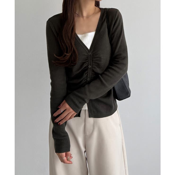 callautia レイヤード風ギャザーニットトップス  | JUNOAH | 詳細画像8 